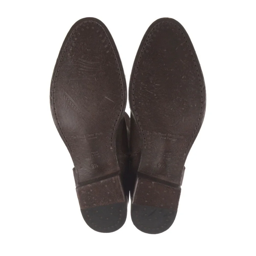 To Boot New York Mens Brown Suede Harness Zip Boots Made in Italy Size 9.5